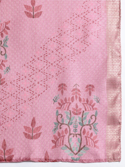 Floral Embroidered Thread Work Kurta with Trousers & With Dupatta