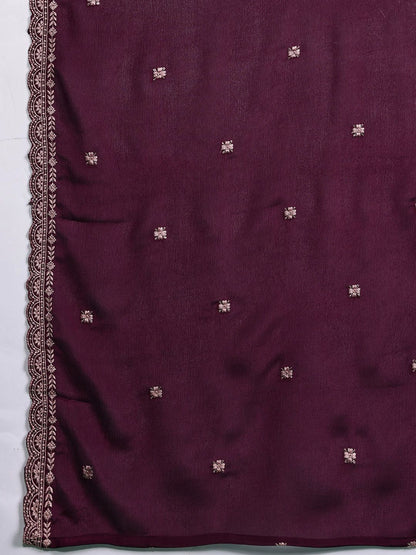 Dhiyona IE Ethnic Motifs Embroidered Regular Sequinned Kurta with Sharara & Dupatta