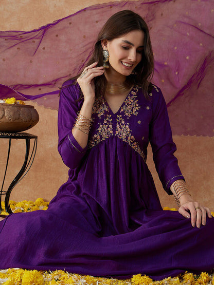 Dhiyona SN Women's Printed Flared Sleeves Kurta & Trousers With Dupatta