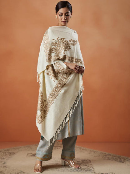 Dhiyona PA Nargis Aari Paisley Embroidered Shawl