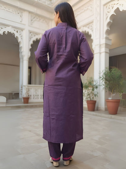 Dhiyona IE Women's Women Ethnic Motifs Embroidered Thread Work Kurta with Trousers