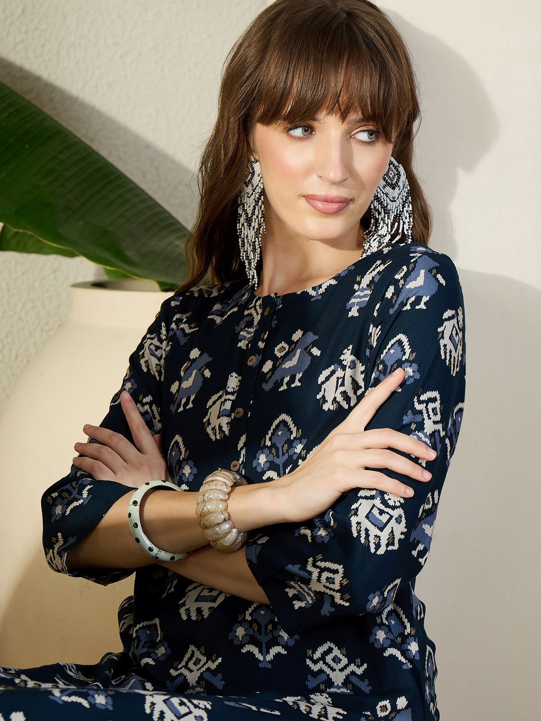 Dhiyona IE Printed Round Neck Tunic With Trouser