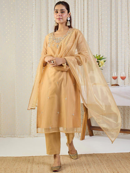 Women Ethnic Motifs Embroidered Regular Sequinned Kurta with Trousers & With Dupatta