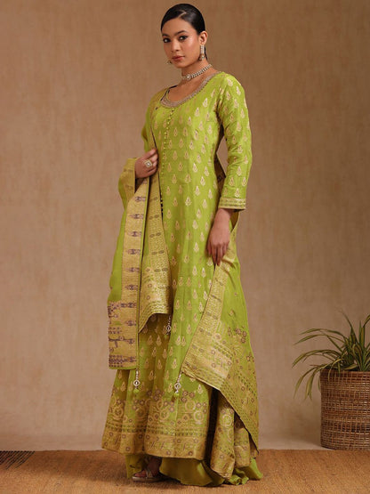 Dhiyona SO Women's Women Ethnic Motifs Regular Mirror Work Kurta with Palazzos & Dupatta