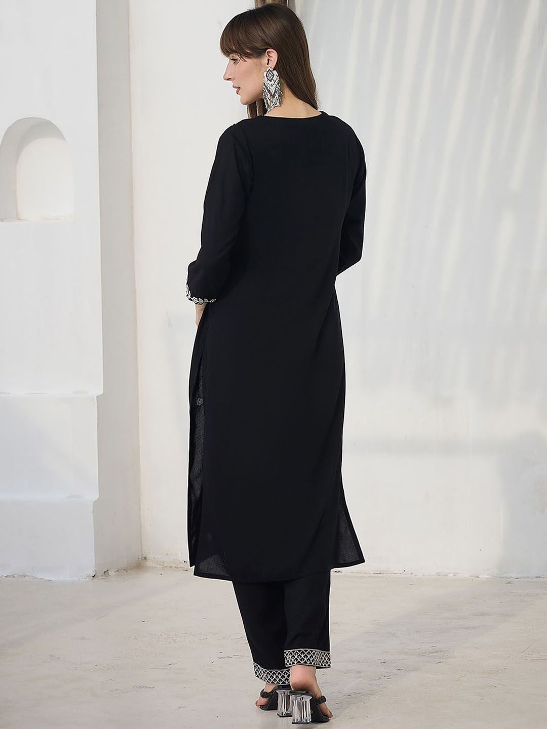 Dhiyona IE Embroidered Pure Cotton Round Neck Top With Trousers Co-Ords