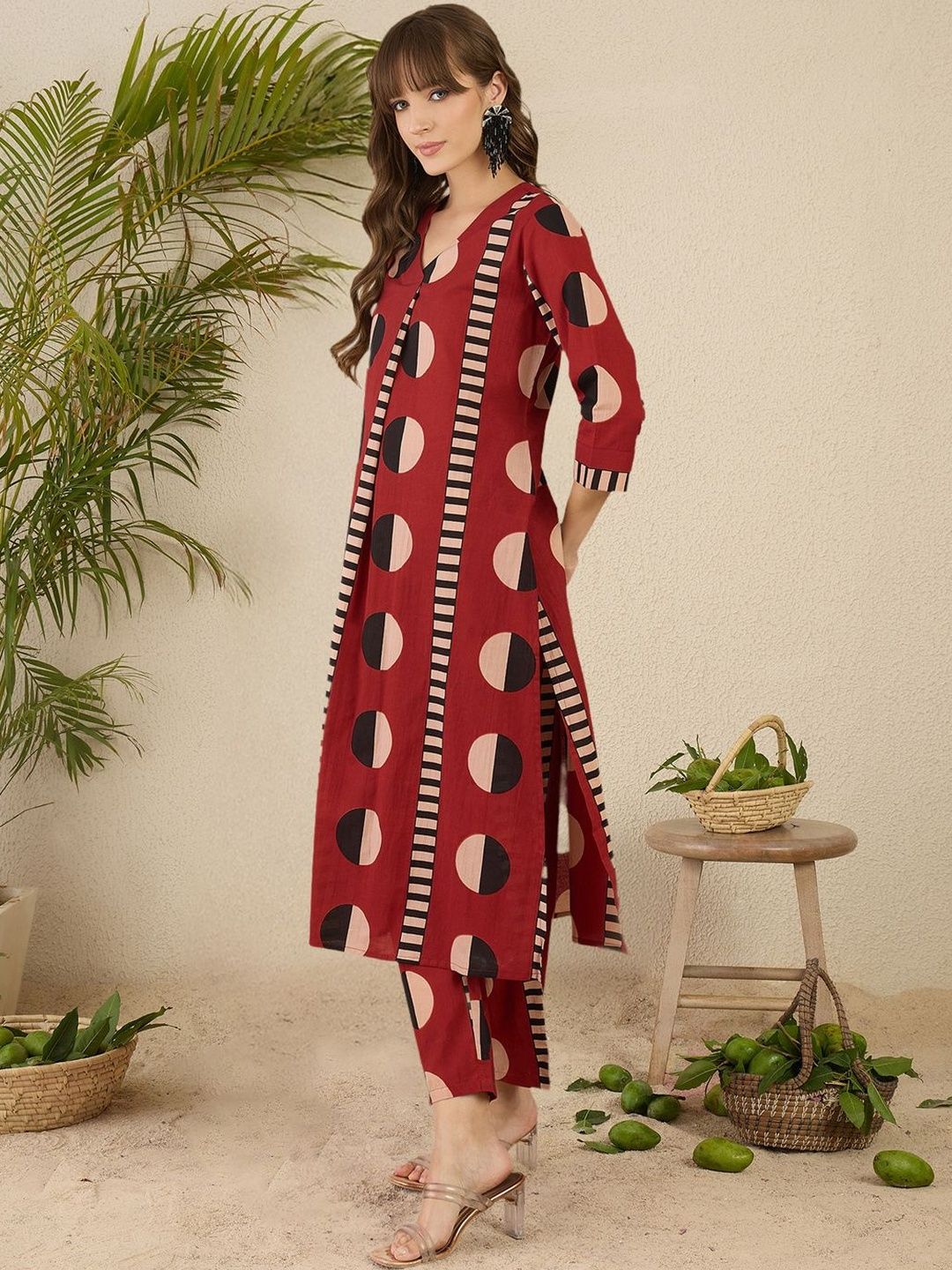 Women Printed Regular Pure Cotton Kurta with Trousers