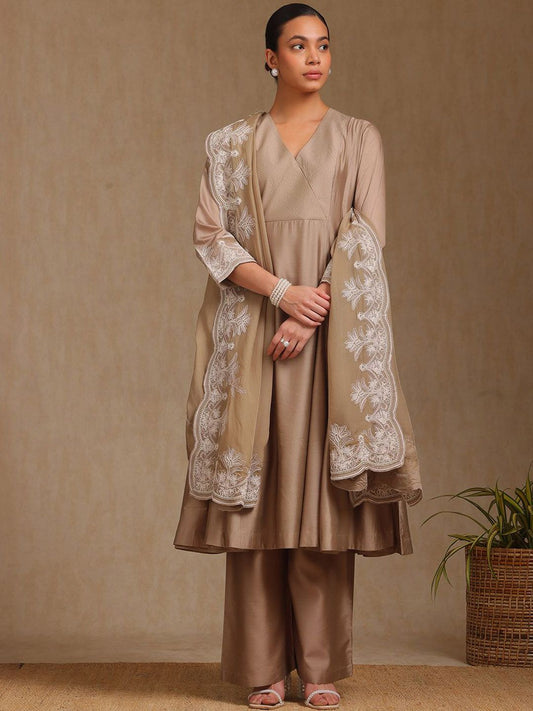 Dhiyona SO Women's Women Regular Thread Work Kurta with Palazzos & With Dupatta