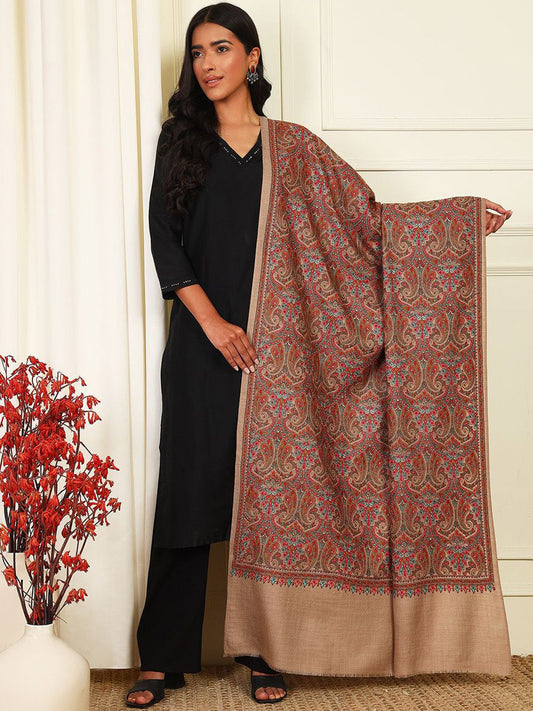 Dhiyona PA Paisley Embroidered Woollen Silk Shawl