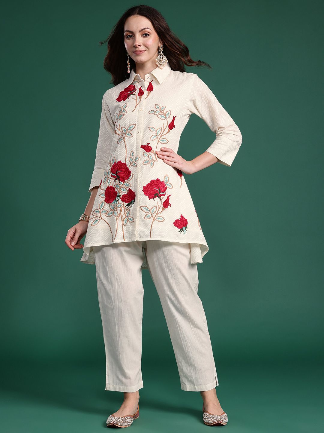 Dhiyona IE indo era Floral Embroidered A-Line Co-ord Set
