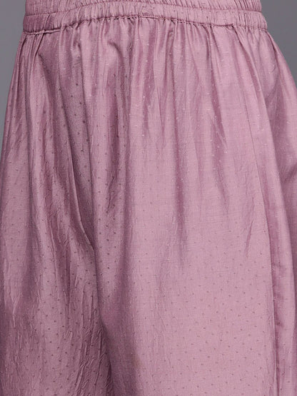 Dhiyona VA Women's Mauve Ethnic Motifs Embroidered Kurta with Trousers & Dupatta