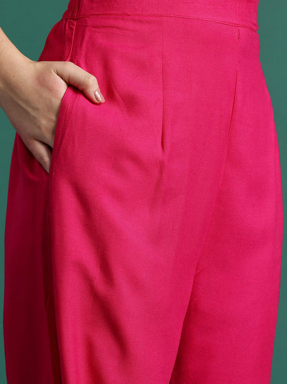 Chevron Printed Zari Pure Cotton Kurta with Trousers & With Dupatta