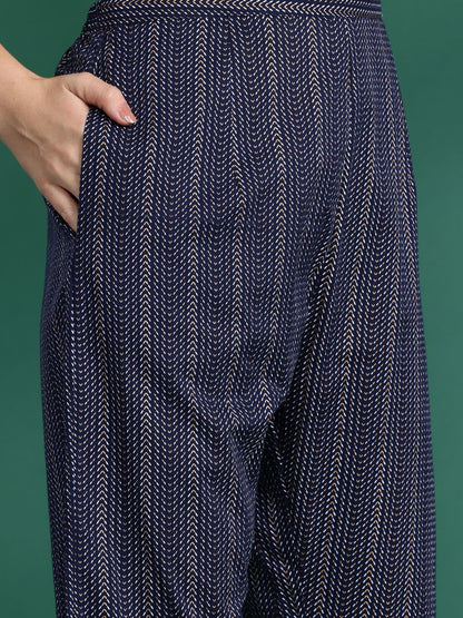 Dhiyona IE Plus Size Printed Pure Cotton Kurta with Trousers