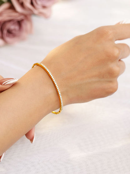 Dhiyona RJ Women's 22K Gold Plated Cubic Zirconia Bangles Style Bracelet