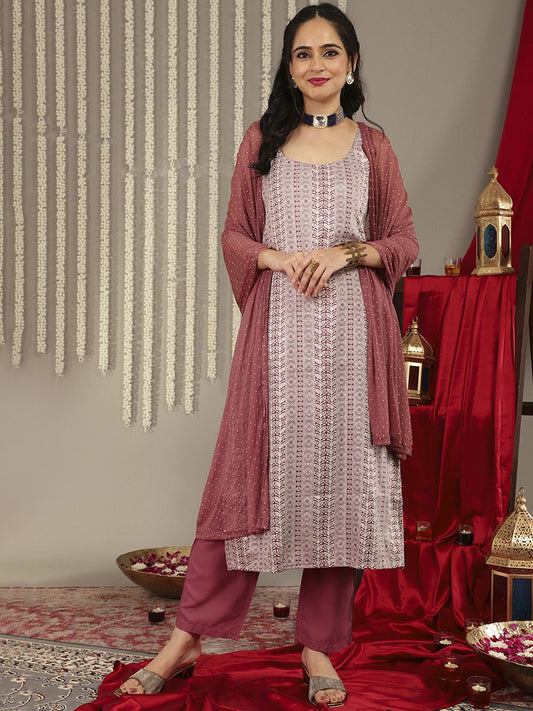 Dhiyona VA Women'sEmbroidered Regular Kurta With Trousers & Dupatta