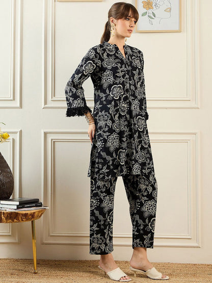 Dhiyona IE Floral Printed Pure Cotton Tunic With Trousers
