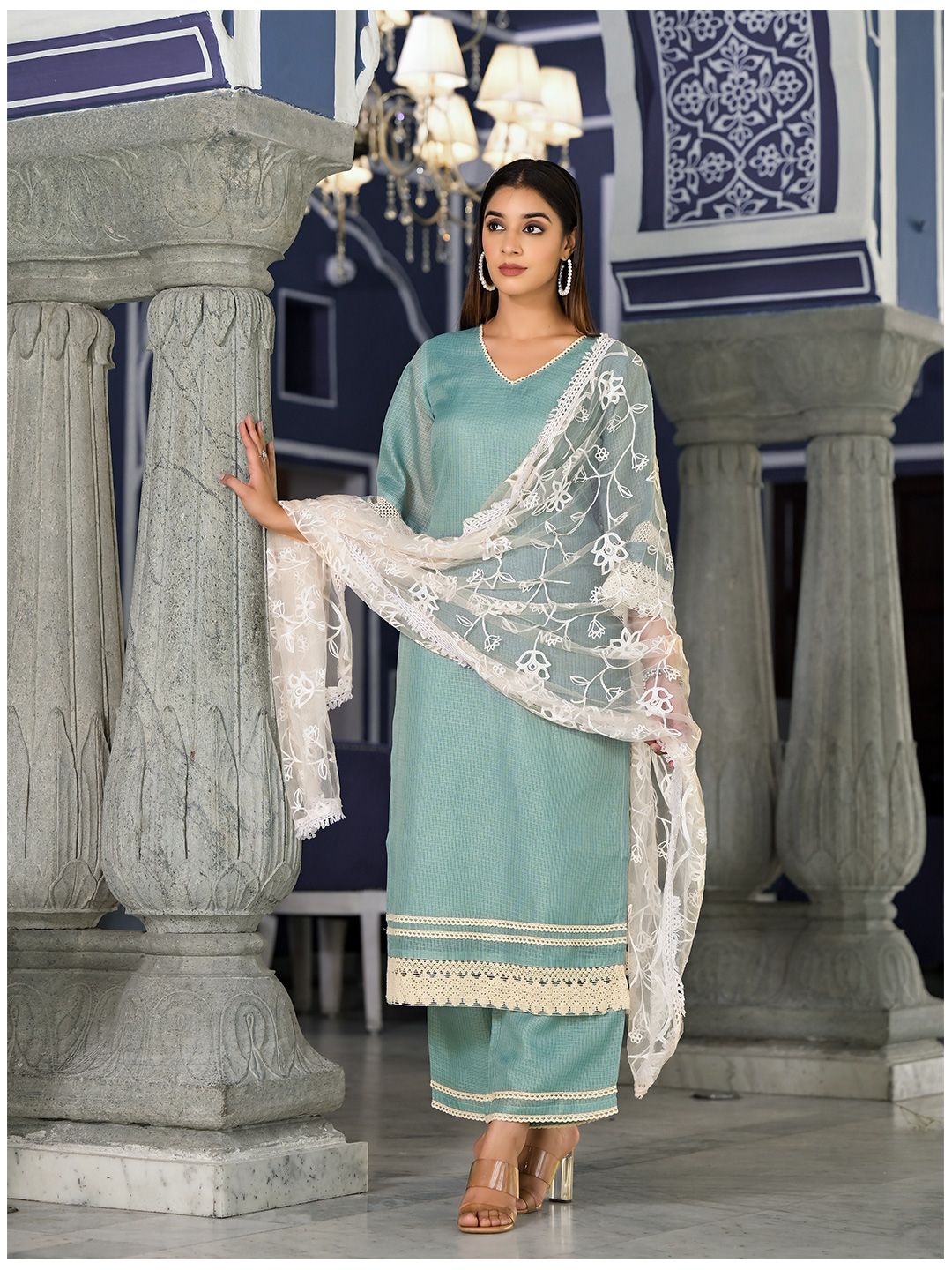 Dhiyona VA Women'sRegular Kurta with Trousers & Dupatta