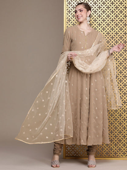 Dhiyona PD Women Jashn Ethnic Motifs Embroidered Sequinned Kurta with Churidar & Dupatta