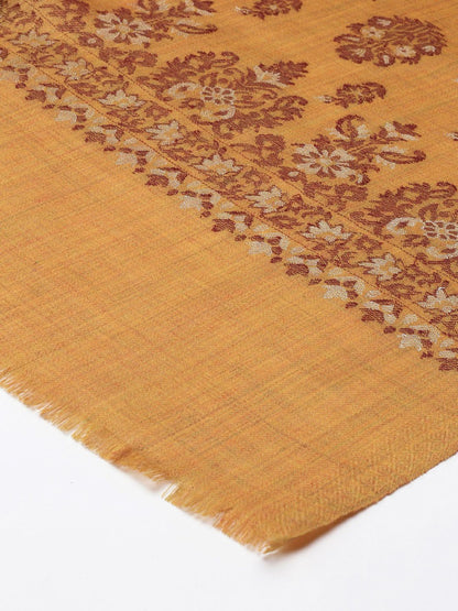 Dhiyona PA Women Yellow Woven Design Kaani Wool Shawl