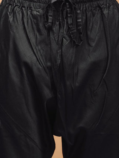Men's Black Georgette Straight Kurta Pyjama Set