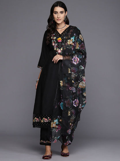 Women Floral Embroidered Regular Thread Work Kurta with Trousers & With Dupatta