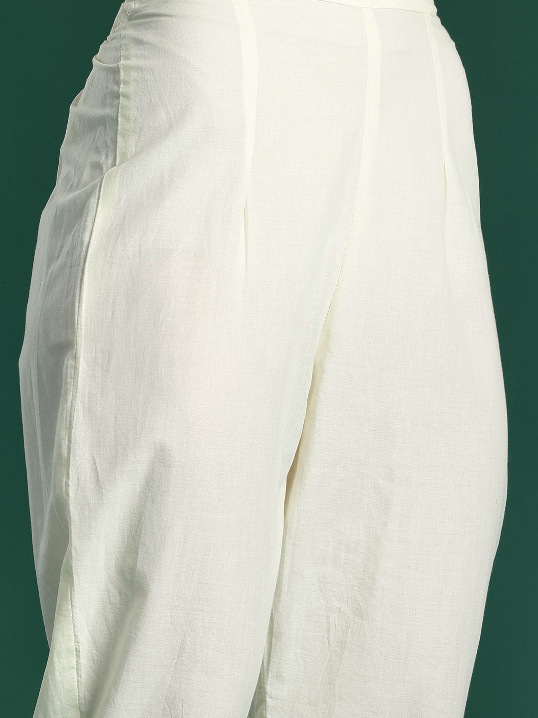 Floral Embroidered Pure Cotton Kurta with Trousers & Dupatta