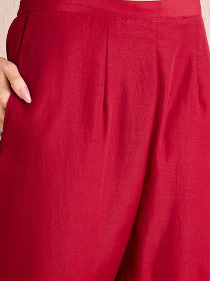 Women Ethnic Motifs Yoke Design Regular Sequinned Kurta with Trousers & With Dupatta