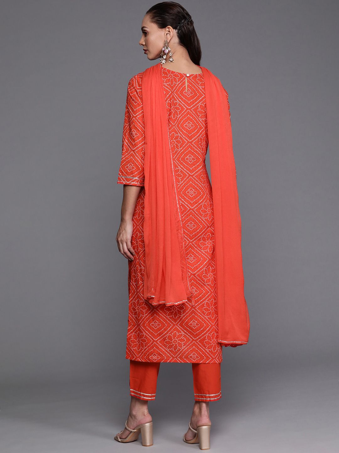 Bandhani Printed Sequined Kurta with Palazzos & Dupatta