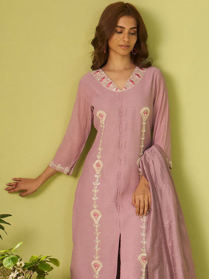 Women Floral Embroidered Kurta with Trousers & Dupatta