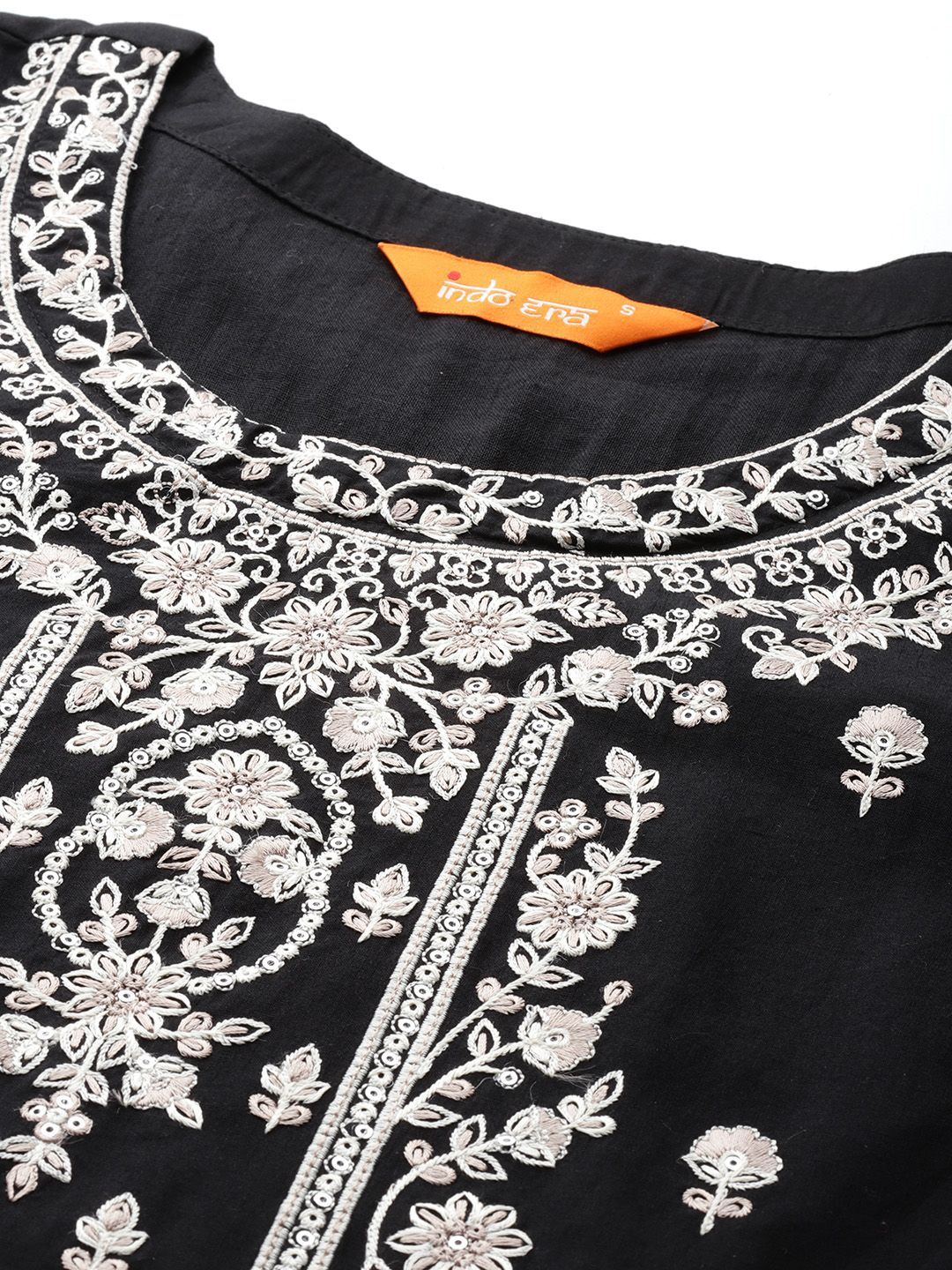 Floral Embroidered Pure Cotton Kurta with Trousers & Dupatta