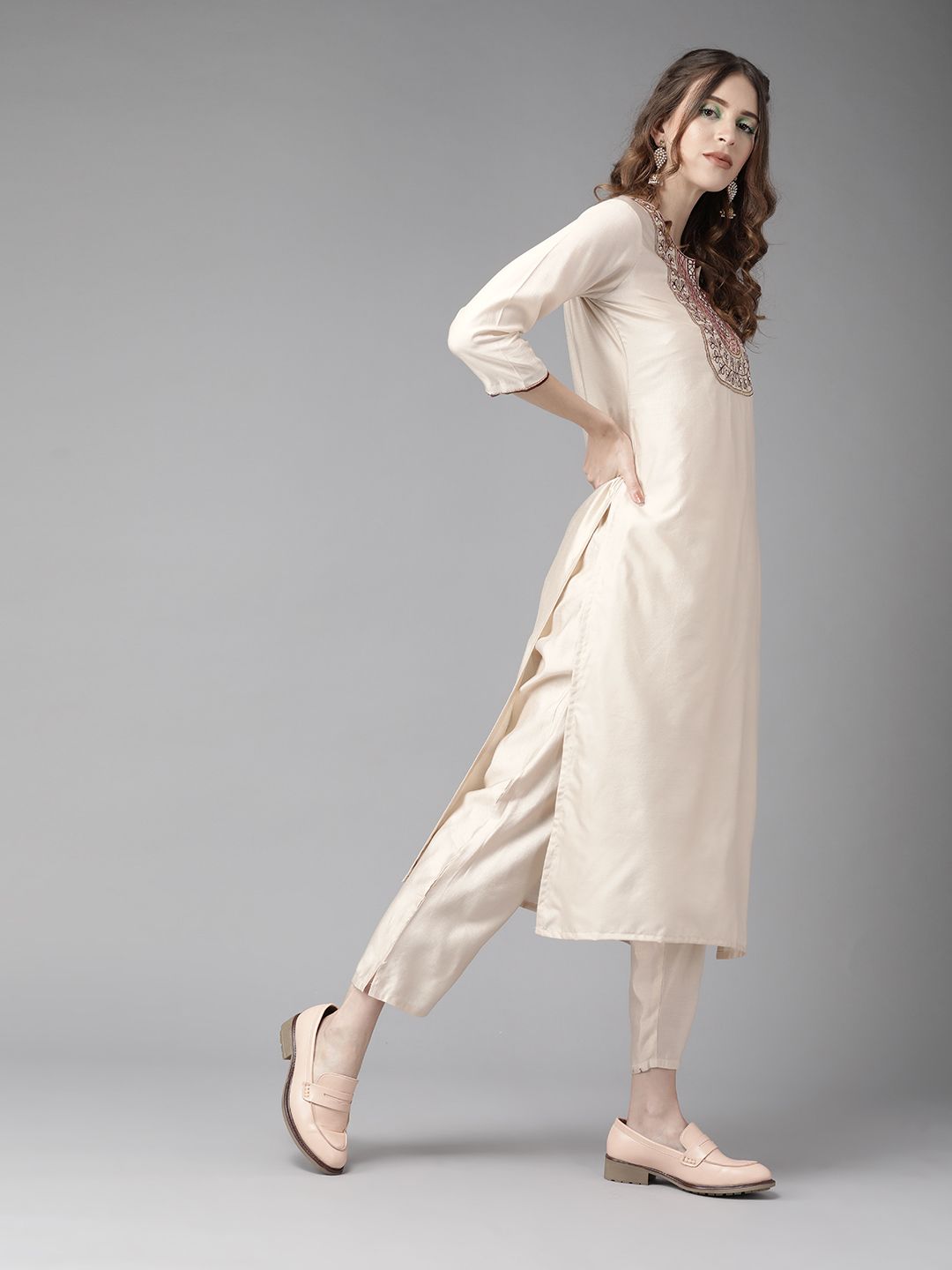 Women Yoke Design Straight Kurta and Palazzo With Dupatta