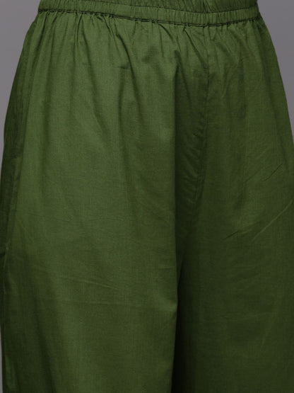 Women Green Bandhani Printed Thread Work Kurta with Sharara & With Dupatta