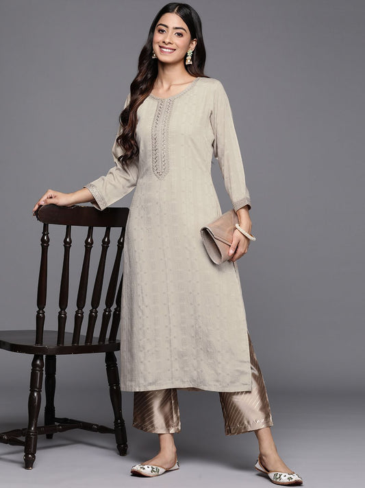 Dhiyona LB Women's Woven Design Pastels Dobby Kurta