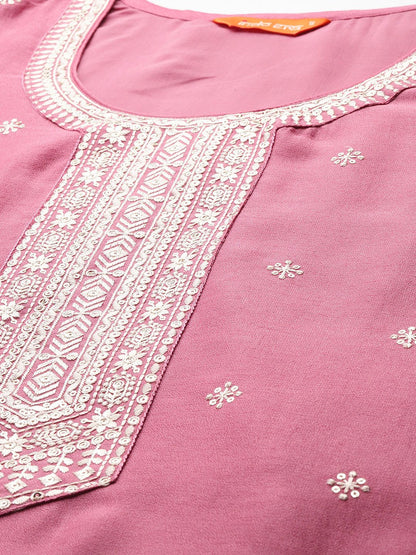 Ethnic Motifs Embroidered Sequinned Kurta With Trousers & Dupatta