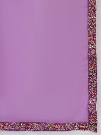 Dhiyona IE Floral Embroidered Pleated Zari Liva Anarkali Kurta With Trousers & Dupatta