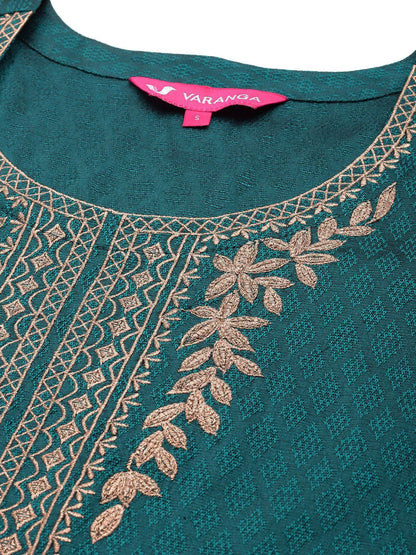 Dhiyona VA Women's Ethnic Motifs Embroidered Straight Kurta with Trousers & With Dupatta