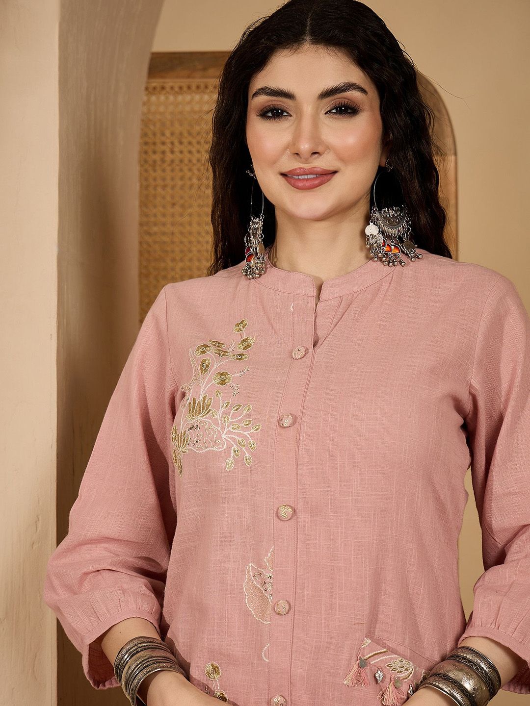 Dhiyona SN Women's Embroidered A-Line Kurta With Trousers