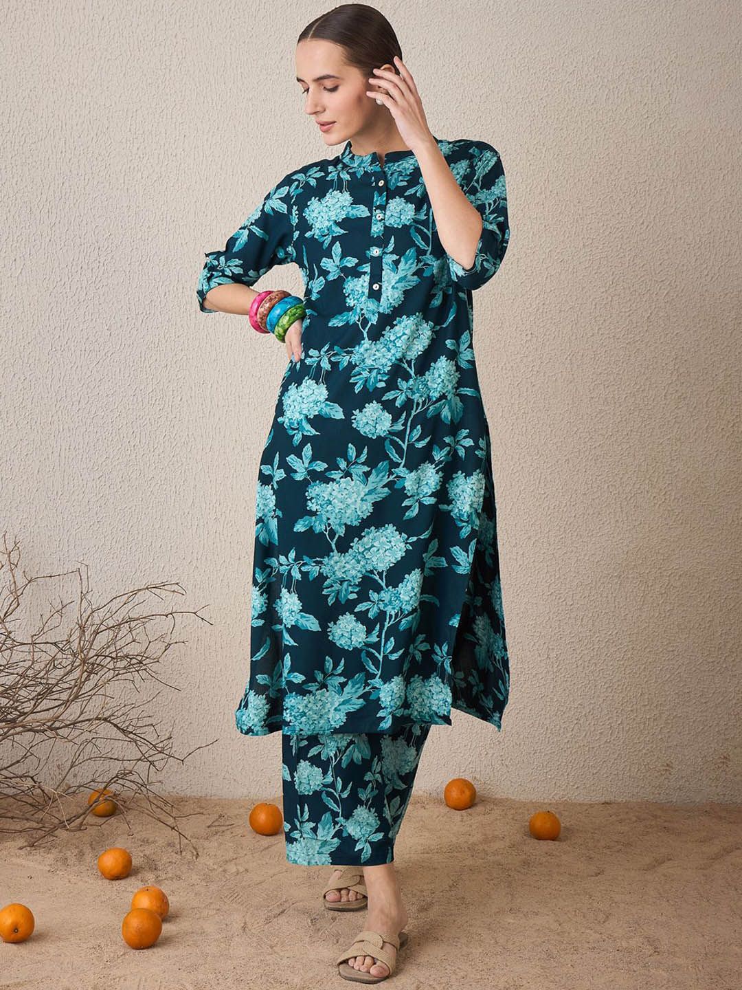 Dhiyona IE Women Floral Printed Regular Kurta with Palazzos