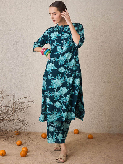 Dhiyona IE Women Floral Printed Regular Kurta with Palazzos