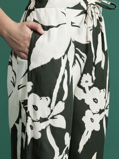 Dhiyona IE Floral Printed Sequinned Kurta with Trousers