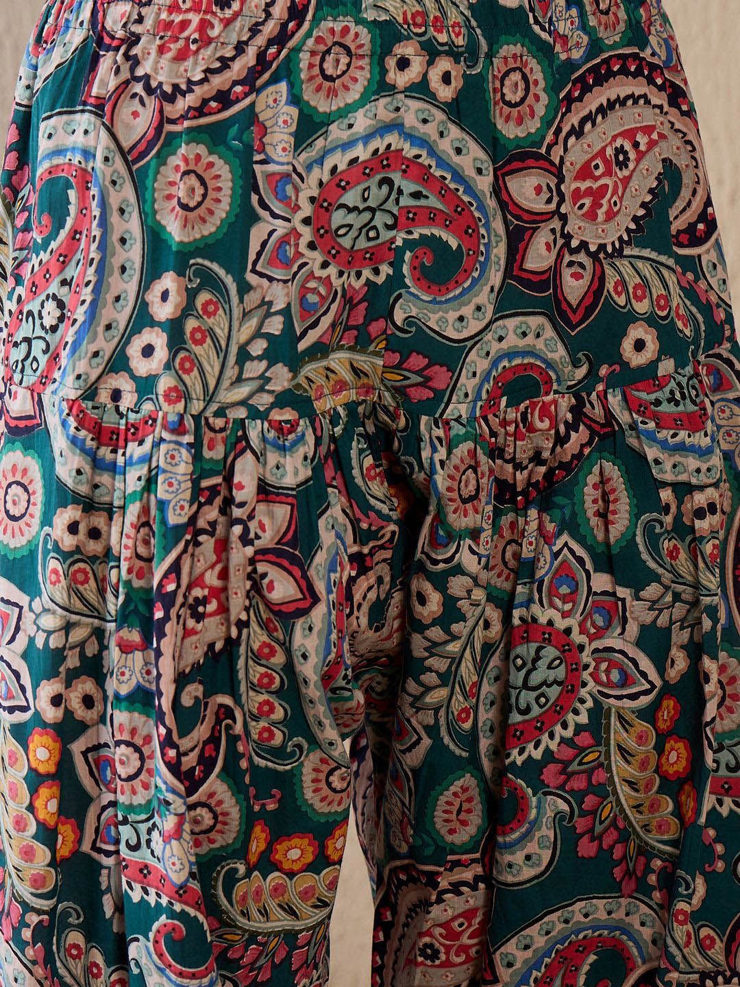 Women Ethnic Motifs Printed Regular Pure Cotton Kurta with Salwar