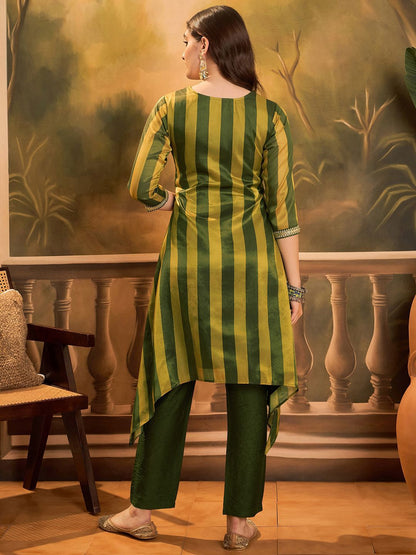 Dhiyona SN Women's Striped Printed Kurta with Trousers