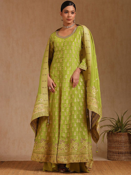 Dhiyona SO Women's Women Ethnic Motifs Regular Mirror Work Kurta with Palazzos & Dupatta