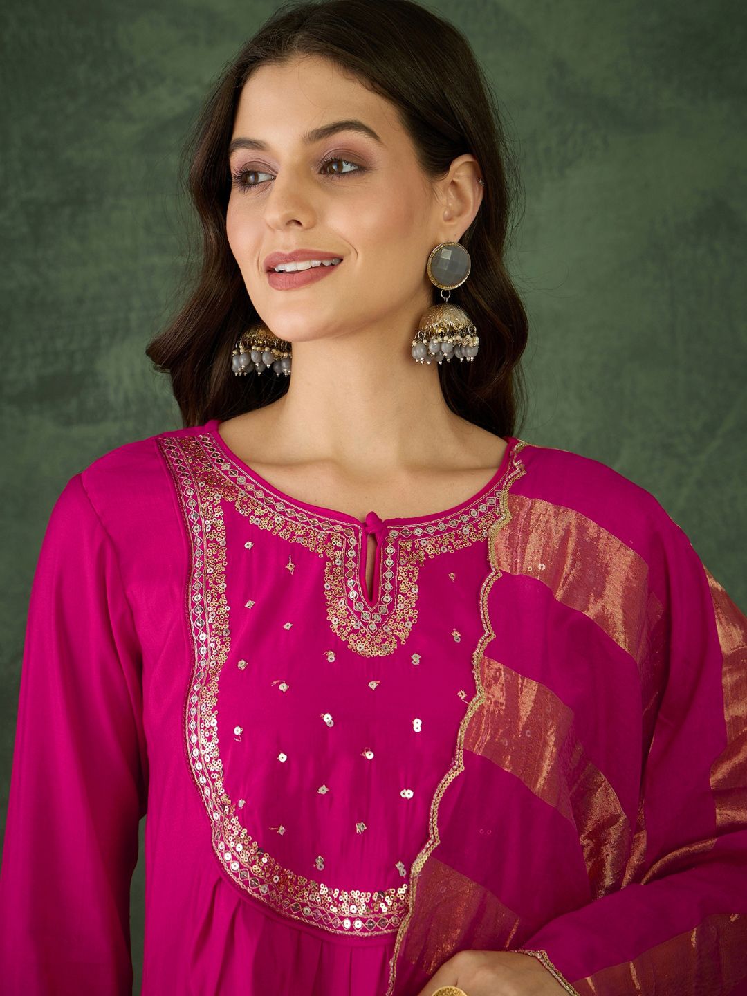 Dhiyona KA Women Embroidered A-Line Kurta Set