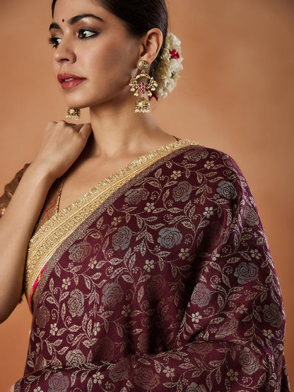 Dhiyona PA Floral Woven Design Fringed Shawl