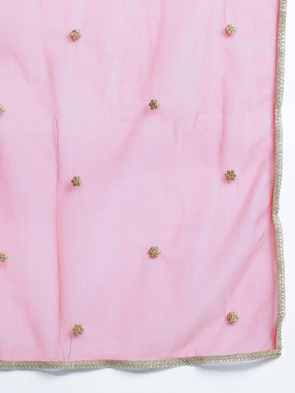 Floral Yoke Design Sequinned Kurta With Trousers & Dupatta