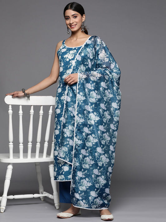 Dhiyona VA Women's Ethnic Motifs Printed Kurta With Trousers & With Dupatta