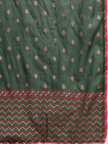 Women Green Ethnic Motifs Printed Gotta Patti Kurta with Trousers & With Dupatta