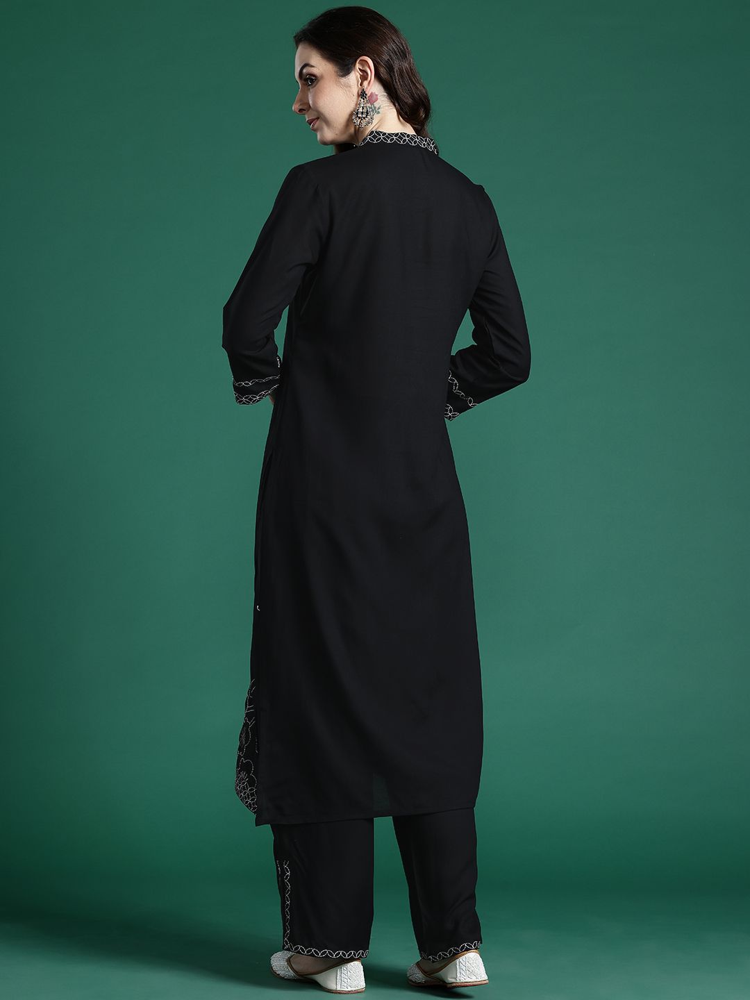 Floral Embroidered Regular Kurta with Trousers