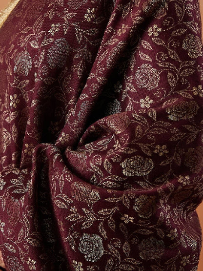 Dhiyona PA Floral Woven Design Fringed Shawl