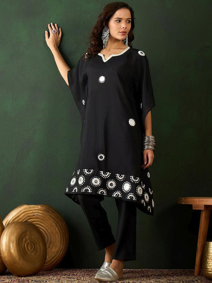 Dhiyona IS Women's Women Ethnic Motifs Embroidered Kaftan Kurta with Trouser